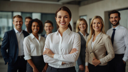 Generative AI, Human resource management diverse team of confident professionals with dynamic inclusive approach