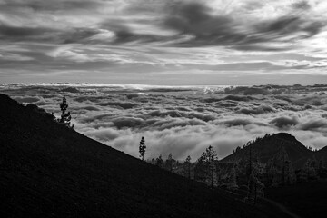 sunset over the clouds