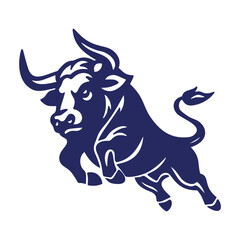Aggressive bull. silhouette of a bull in a jump. vector illustration