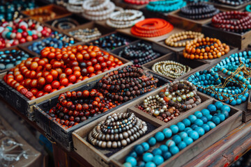 Earrings, bracelets and earrings in the jewelry store