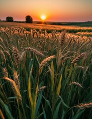 wheat field at sunset