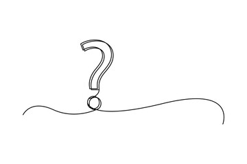 Continuous line question mark. Conceptual query vector illustration. Minimalist inquiry symbol. Black on white design.