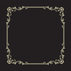 floral ornamental frame. vintage border, line art engraving