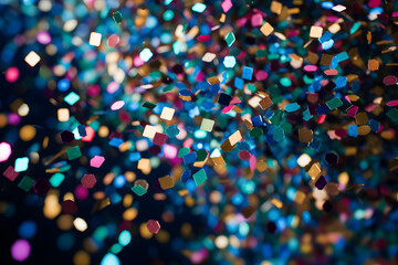 Colorful confetti wallpaper on blue background