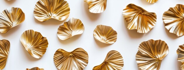 Elegant Golden Leaves on a White Backdrop