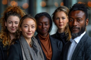 Fototapeta premium Focused picture of the leading woman among diverse colleagues