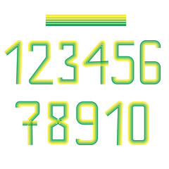 Vibrant layered numbers design. Multicolored line numeric vector. Artistic digit typography. Modern colorful style.
