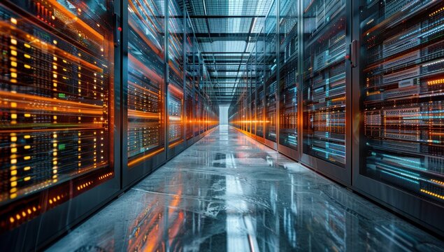 Showcase the scalability of a network infrastructure with a panoramic shot of expansion projects in progress.