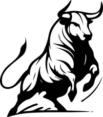 Bold vector graphic showcasing a monochrome bull