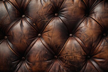 Naklejka premium Vintage brown leather Sofa Button for textured background