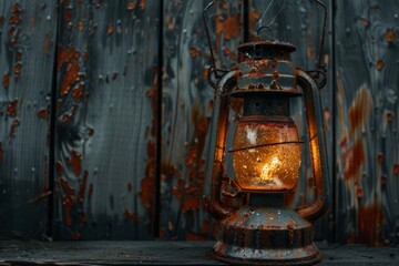Naklejka premium Vintage lantern illuminates its light