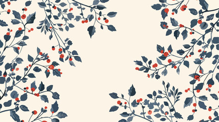Vector stock graphic branches with leaves and berries