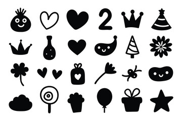 hand drawn icon set of cute decoration in daily basis. simple doodle icon illustration in vector for decorating any design