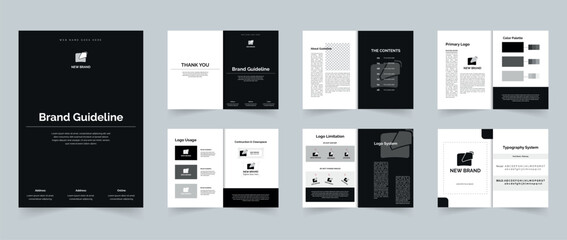 Brand Guideline or Brand Manual Template design A4 size 12 Pages layout