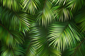 Palm Leaves, Tropical palm fronds swaying in the breeze, Seamless pattern illustration 