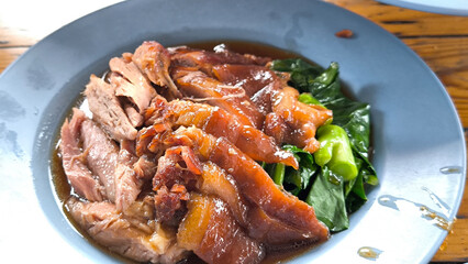 Pork leg rice food in Thailand