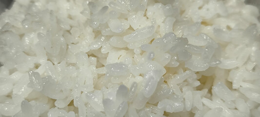 Rice grains are ready to eat.