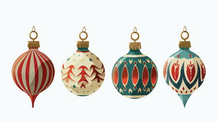 Vintage Christmas baubles Four. Xmas ornaments decoration