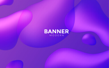 abstract background with bubbles, Purple banner