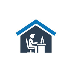 Work From Home Icon, Home office remote work icon