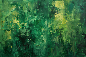 Beautiful abstract painting with green colors. Generative AI.