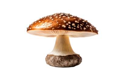 A single brown and white spotted mushroom