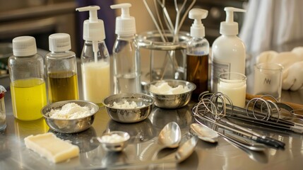ingredients and tools necessary for creating soaps generative ai