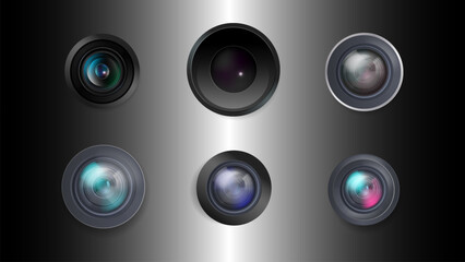 Futuristic wallpaper of camera lens with metallic background