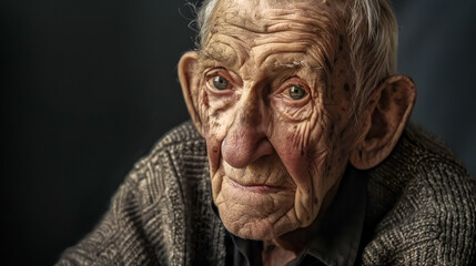 Poignant portrait of an elderly man with expressive eyes