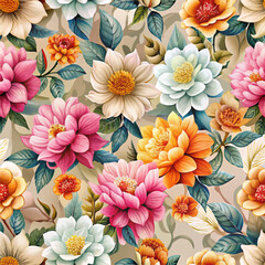 Flowers seamless pattern. Explore this vibrant floral seamless texture, a stunning vector pattern for your design projects.