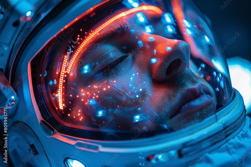 Canvas Prints a futuristic-looking backdrop dominated by blues with blurred technological elements