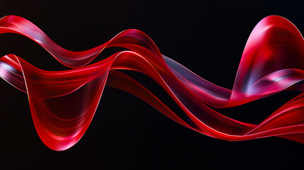 A red abstract wave on a black background.