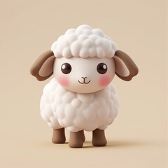 Cute smiling sheep 3d character
