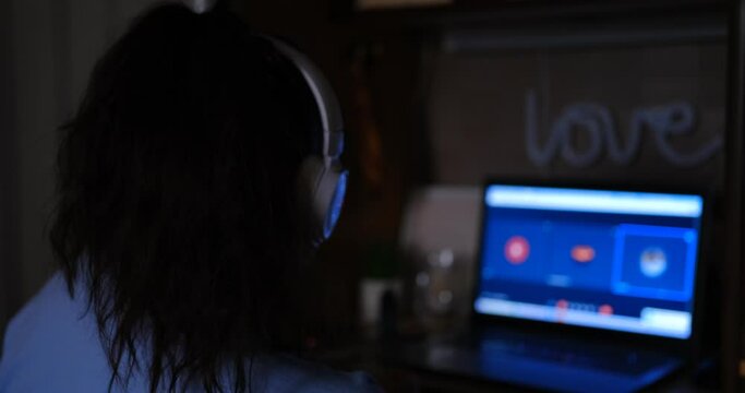 Capture the essence of empowerment as woman freelancer engages in virtual conference via Google Meet comfort of her home selective focus convey professionalism determination in remote work culture