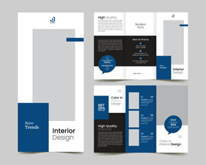 minimal furniture interior trifold brochure template design