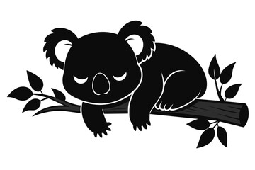 black-silhouette-koala-bear-sleeping-on-wood-branch.eps