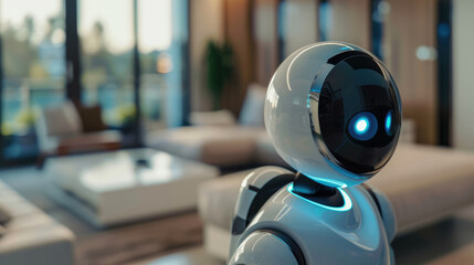 Fototapeta premium Interior of a smart home with smart technologies and robot assistants