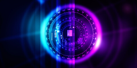 2d illustration Abstract futuristic electronic circuit technology background