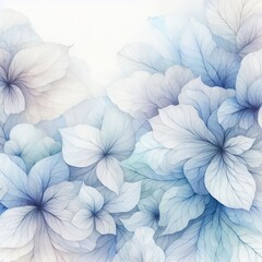 Soft watercolor texture of flowers in pastel blue tones - Delicate floral background of template designs