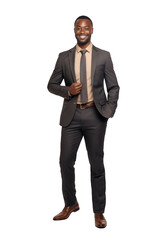 Fototapeta premium African american man dressed in office suit isolated on transparent background
