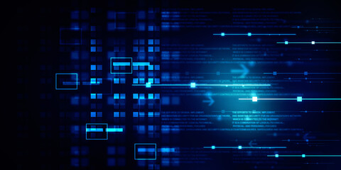 2d illustration Abstract futuristic electronic circuit technology background