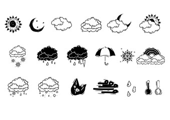 drawing illustration set of weather icons