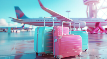 suitcases in airport, luggage and baggage, travel and transport