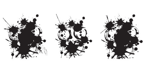 Set Of Splash Vector Paint Splashes And Drops. Abstract. Seamless Pattern, Texture Template For Web Design, Vector Illustration. Line Art. Isolated On Transparent Background.