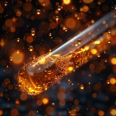 Obraz premium A close-up image of a glass tube containing a mysterious glowing orange liquid