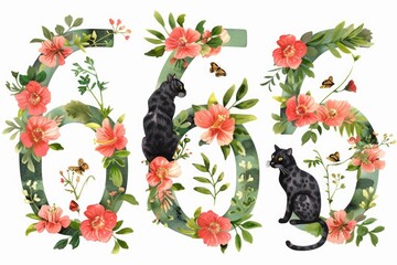 A black cat sitting on top of a number of colorful flowers. Perfect for pet lovers or spring themes