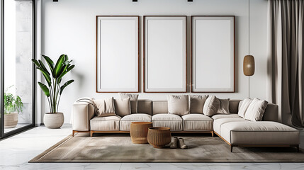 wall art mock up, living room interior design mock-up, home decor mockup