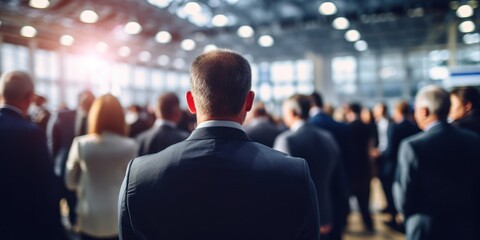 Businessmen Focused On Presentation. Business Event. Corporate Forum. Generative AI