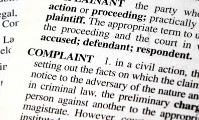 Fototapeta premium close up photo of the word complaint