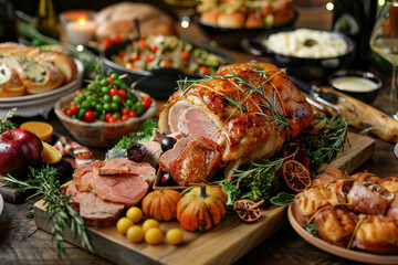 Roast dinner deluxe with succulent meats and gourmet sides 